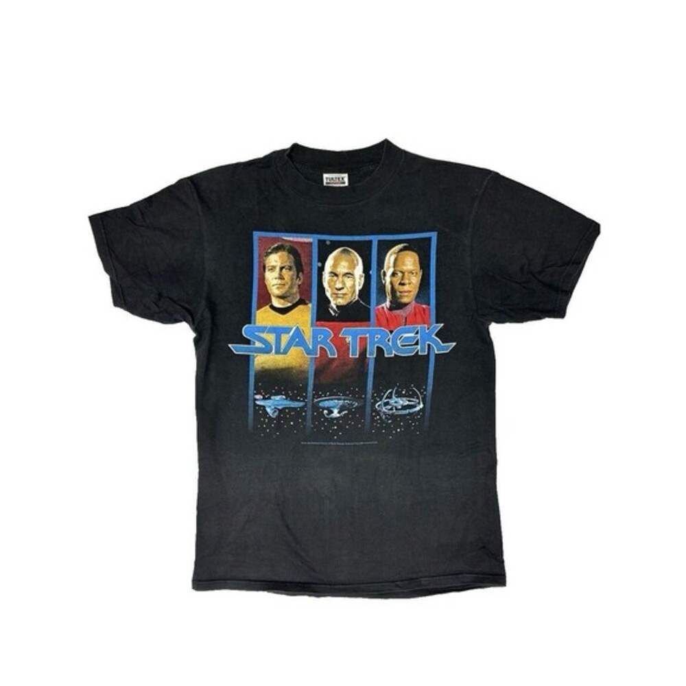 Vintage 1994 STAR TREK Captain Kirk Picard Sisko T-Shirt Men’s Large